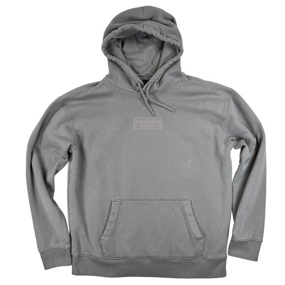 Abercrombie & Fitch Embroidered Brand Hoodie Sweatshirt Men's L Gray A&F - Picture 1 of 10